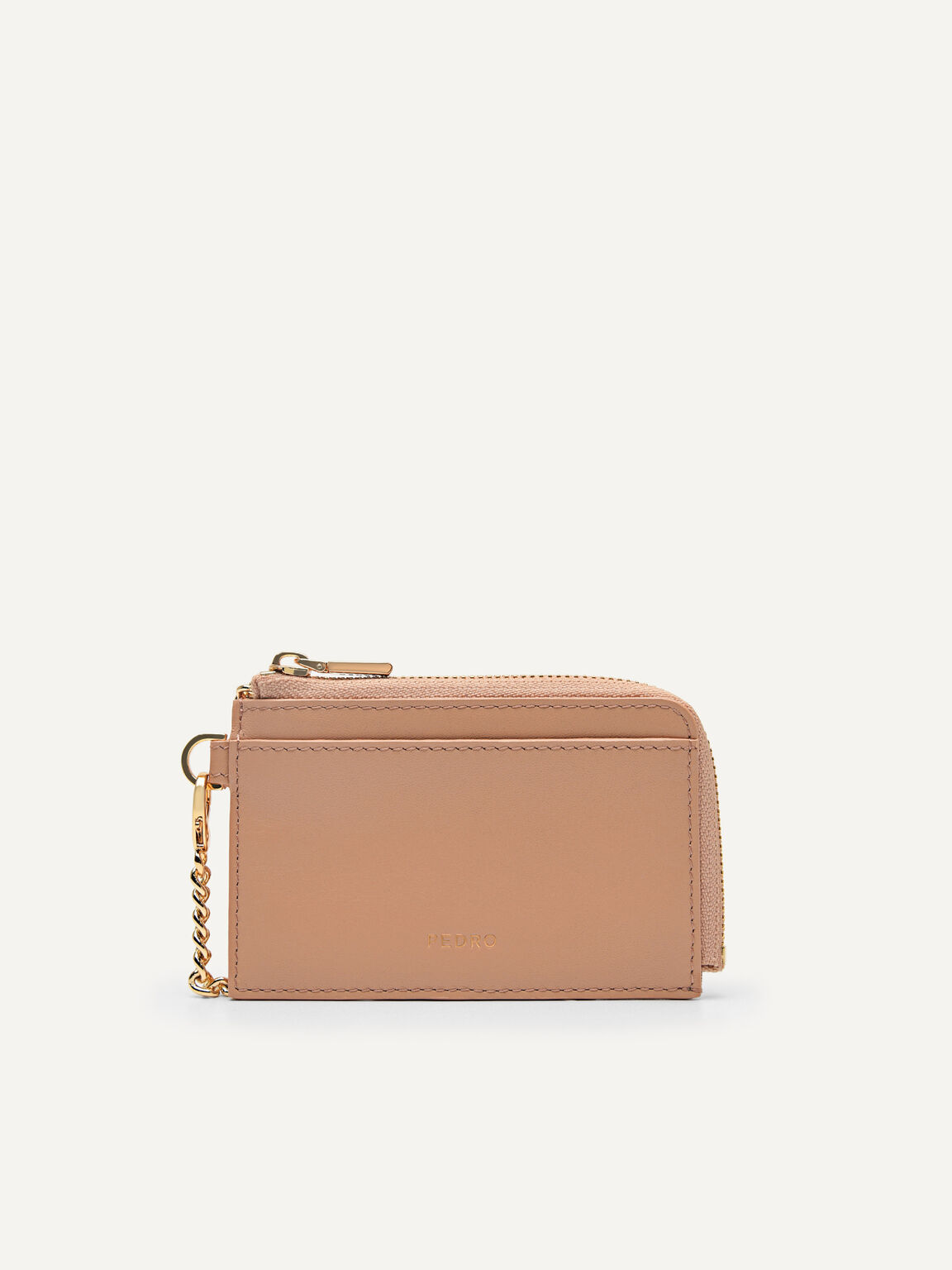 Leather Card Holder, Nude, hi-res