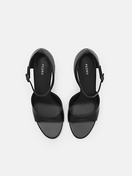 PEDRO Icon Leather Heel Sandals, Black