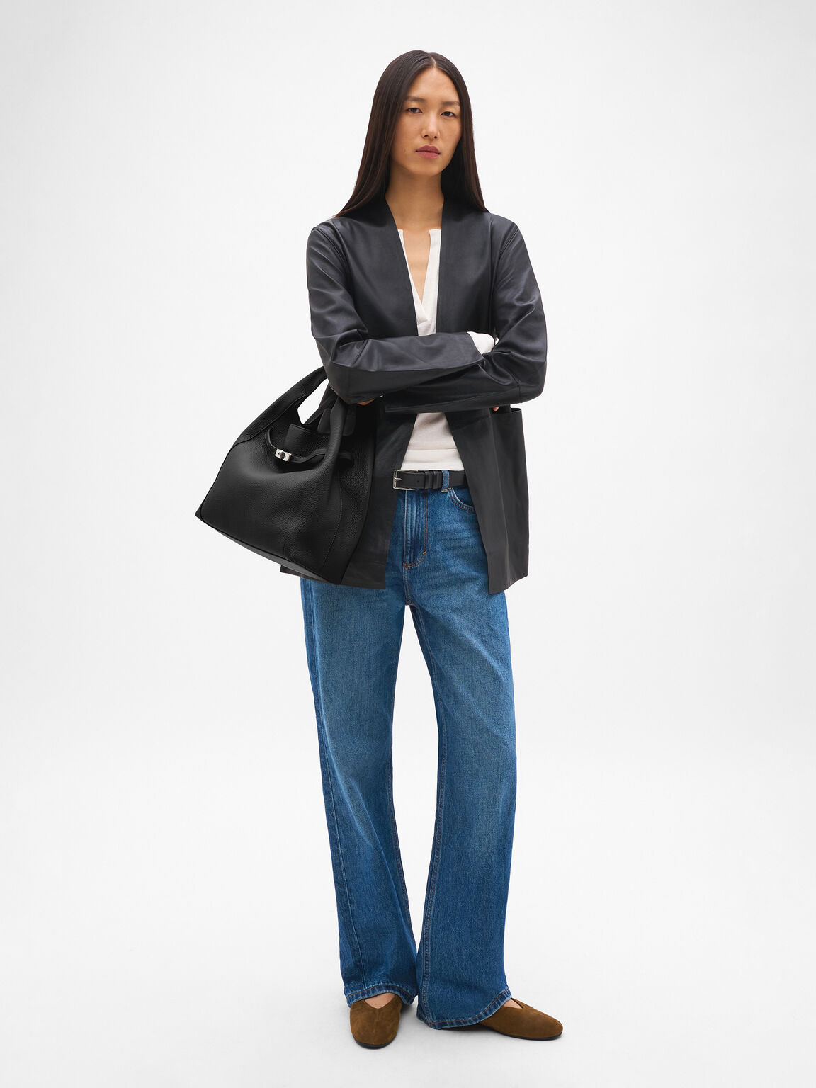 Danielle Large Leather Hobo Bag, , hi-res