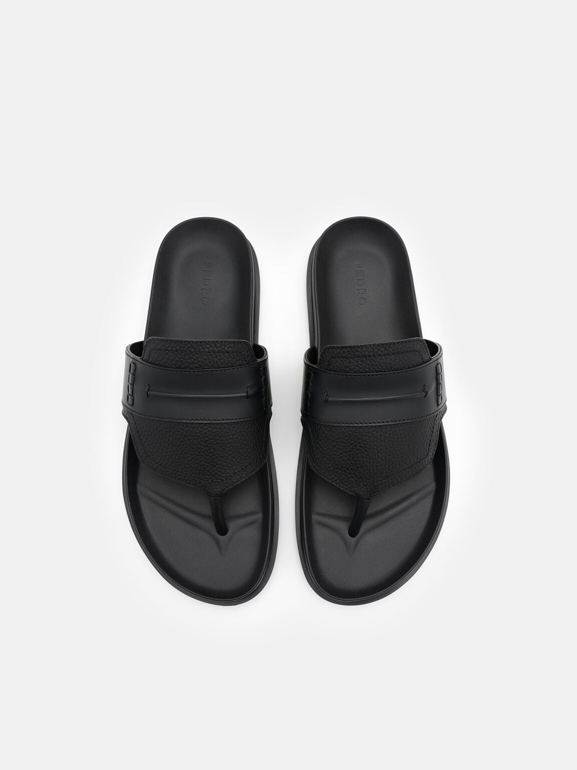 Tumbled Leather Penny Thong Sandals, , hi-res