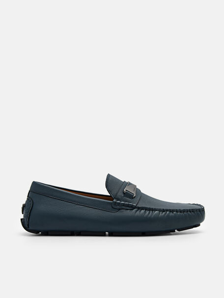 Edge Leather Driving Shoes, Navy, hi-res