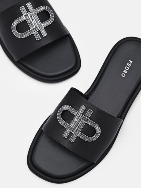 PEDRO Icon Leather Heel Sandals, Black
