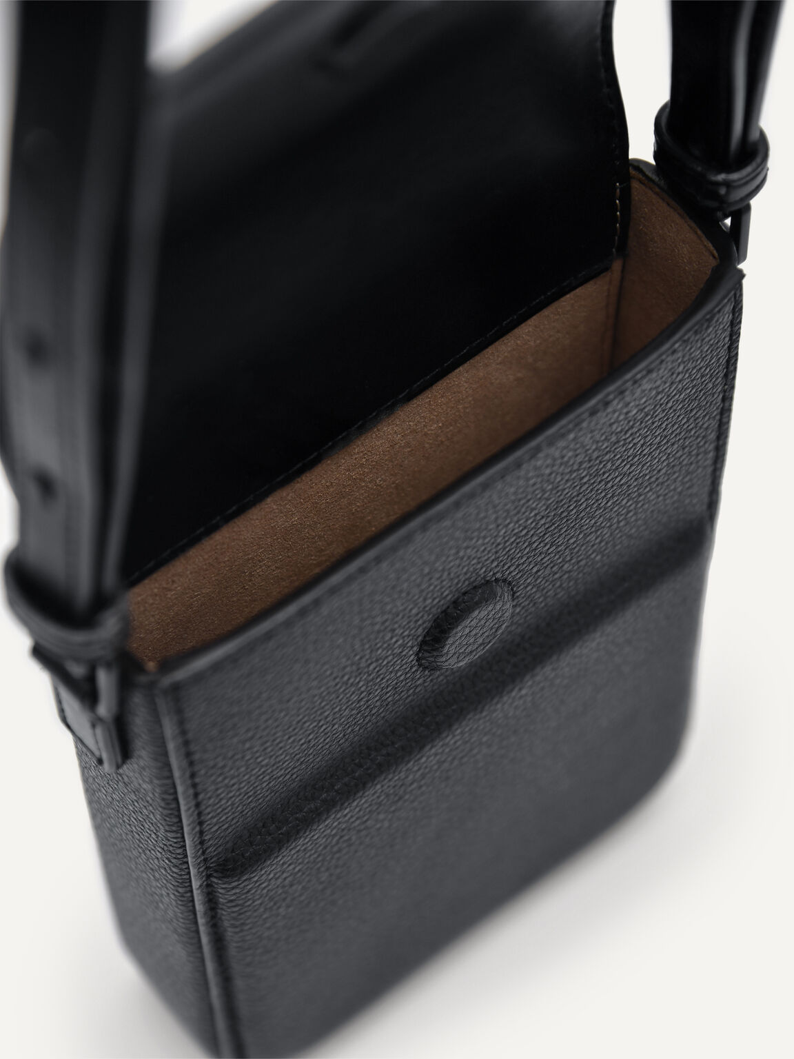 Embossed Leather Phone Pouch, Black