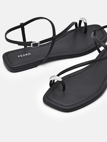 PEDRO Icon Leather Heel Sandals, Black