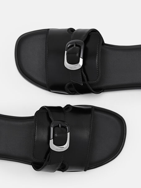 PEDRO Icon Leather Heel Sandals, Black