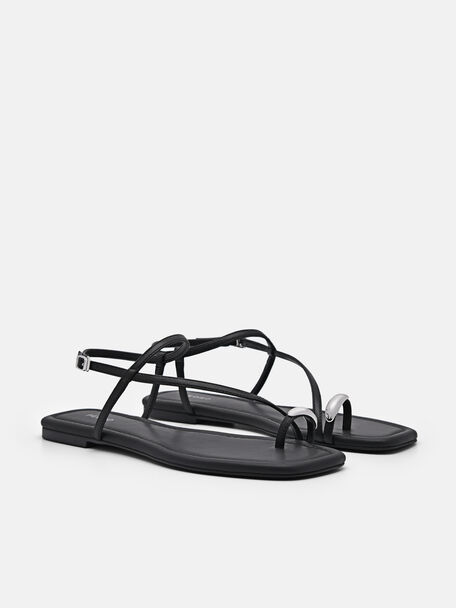 PEDRO Icon Leather Heel Sandals, Black