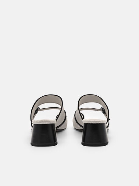 PEDRO Icon Leather Heel Sandals, Black