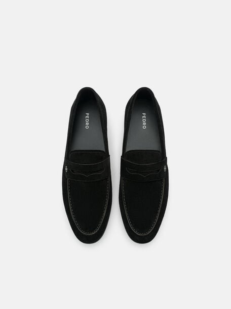 Suede Penny Loafers, , hi-res