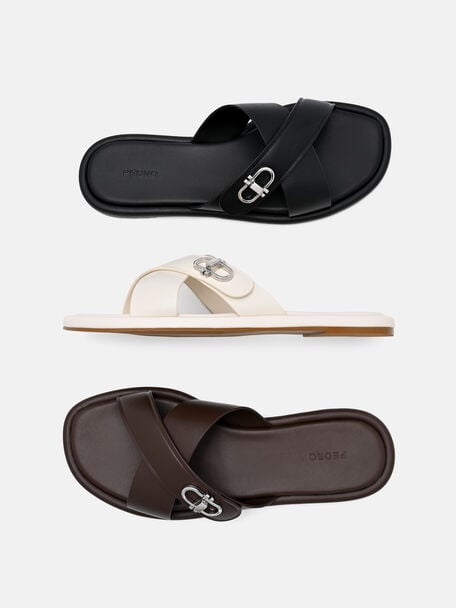 Sienna Leather Cross Sandals, , hi-res