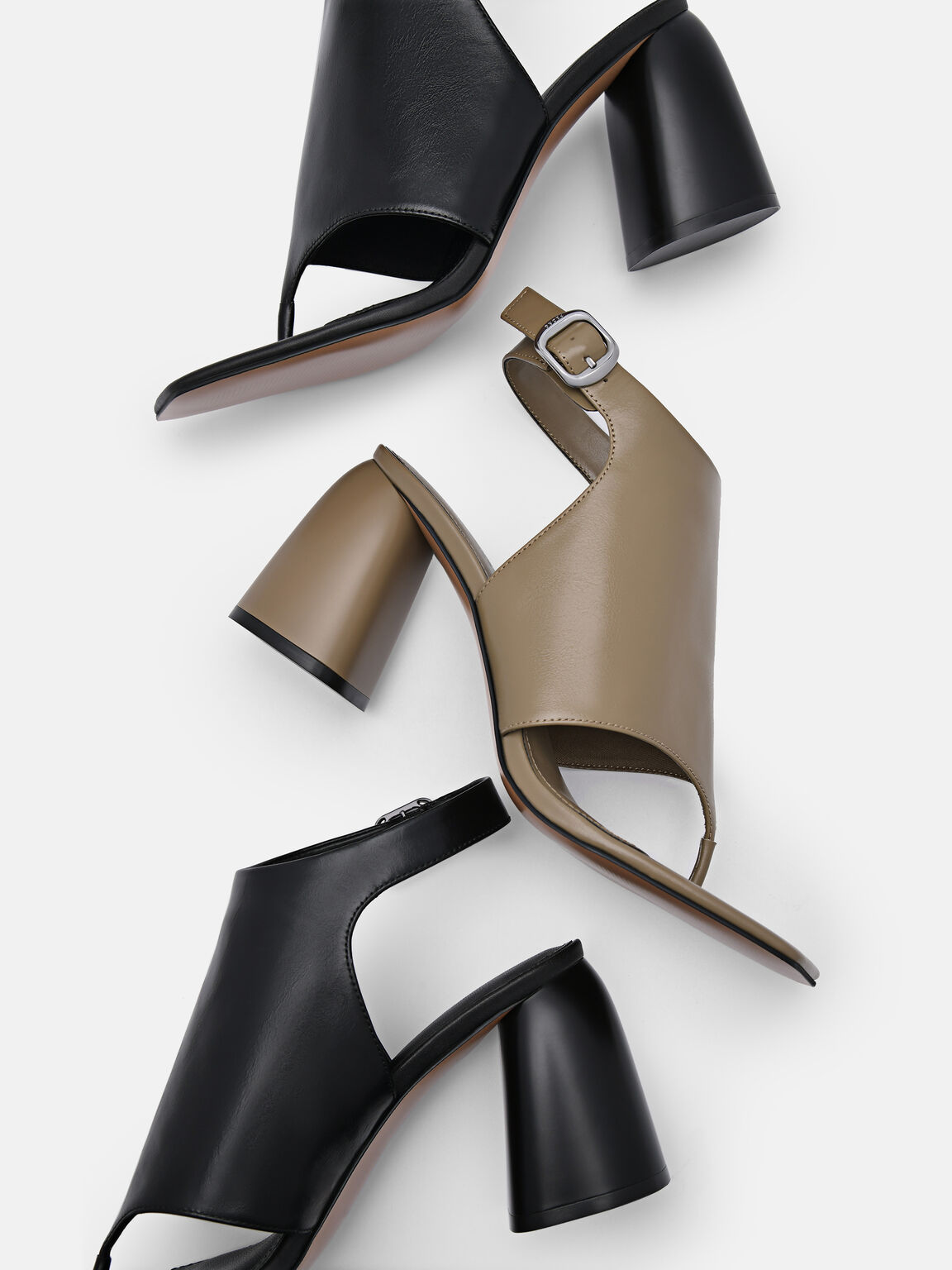 Sandal Tumit Kulit Este, 