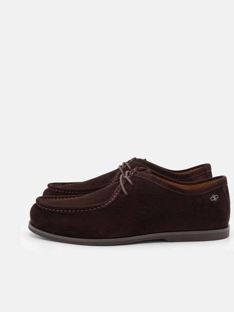 Suede Moc-Toe Derby Shoes, , hi-res