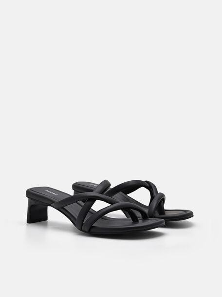 PEDRO Icon Leather Heel Sandals, Black