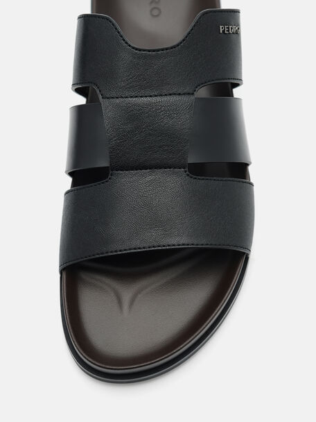 PEDRO Icon Leather Heel Sandals, Black