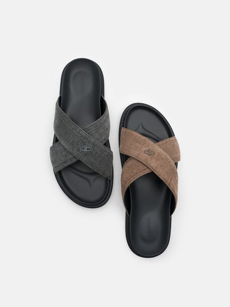Velvet Cross Sandals, , hi-res