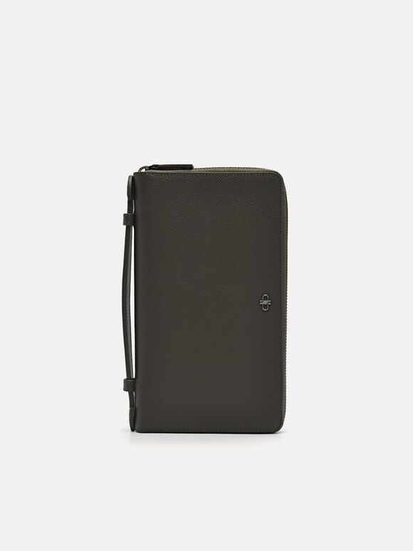 PEDRO Icon Leather Travel Organiser, Military Green, hi-res