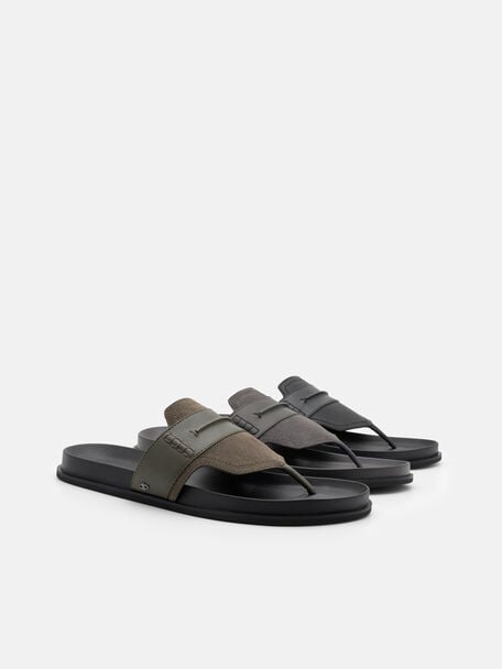 Suede Penny Thong Sandals, , hi-res
