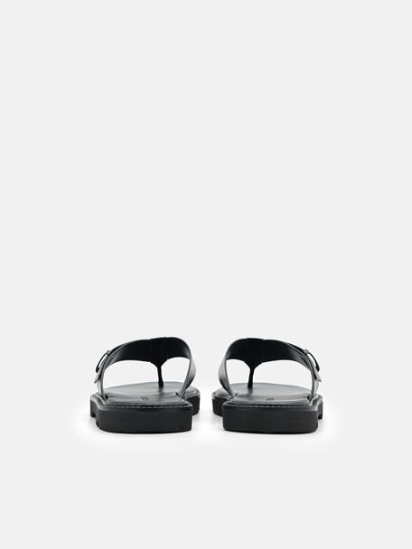 PEDRO Icon Leather Heel Sandals, Black
