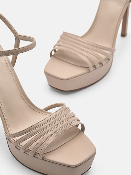 PEDRO Icon Leather Heel Sandals, Black