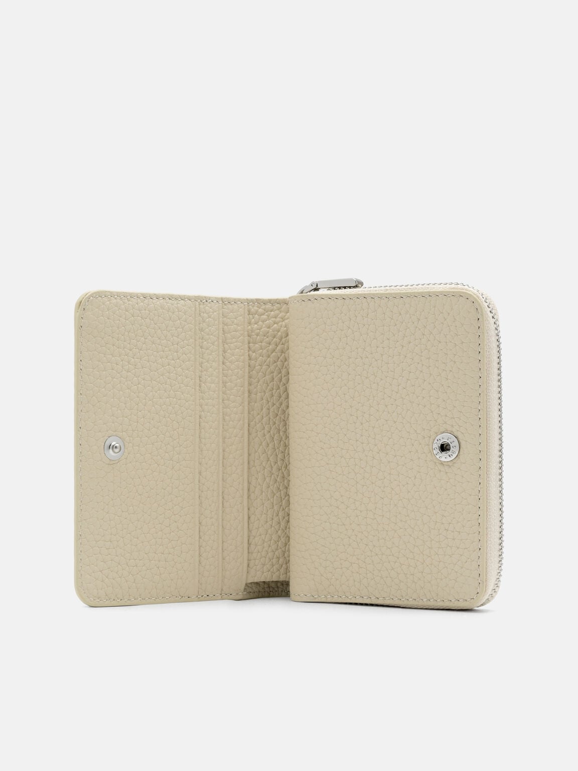 Dompet Lipat Dua Beritsleting Kulit Tumbled, 