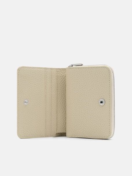 Dompet Lipat Dua Beritsleting Kulit Tumbled, 