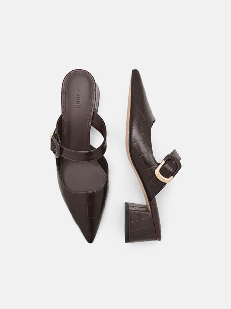 PEDRO Icon Leather Heel Sandals, Black