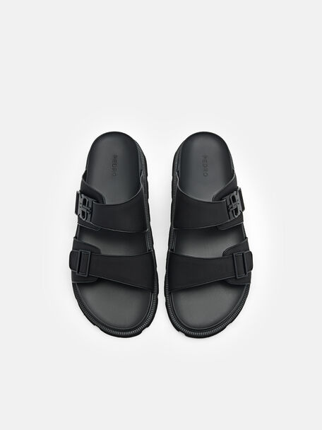 PEDRO Icon Leather Heel Sandals, Black