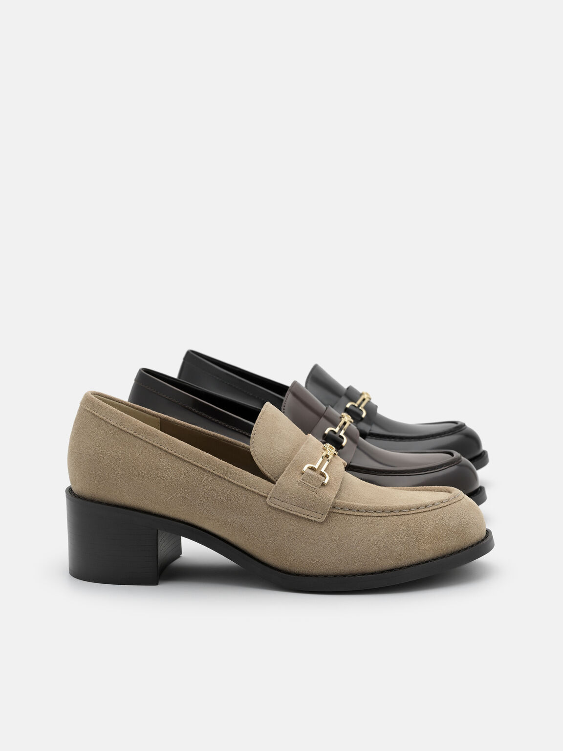 Alistair Suede Heel Loafers, , hi-res