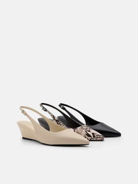 Sepatu Pumps Slingback Wedge Kulit Adena, , hi-res