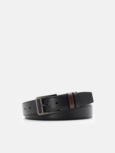 Saffiano Leather Reversible Pin Belt, 