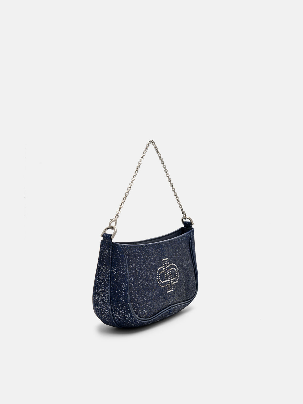 PEDRO Icon Glitter Suede Shoulder Bag, Dark Purple