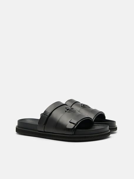 PEDRO Icon Leather Heel Sandals, Black