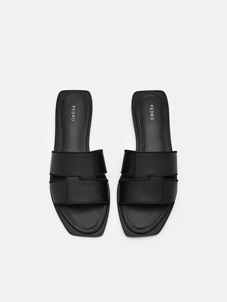 PEDRO Icon Leather Heel Sandals, Black