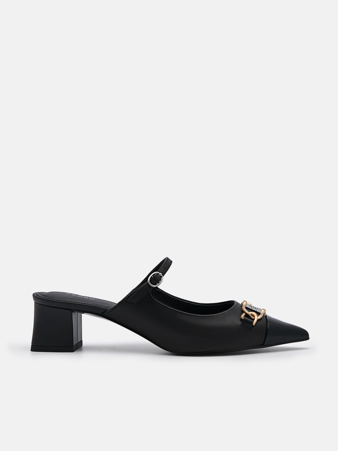 Jean Leather Heel Mules, Black, hi-res