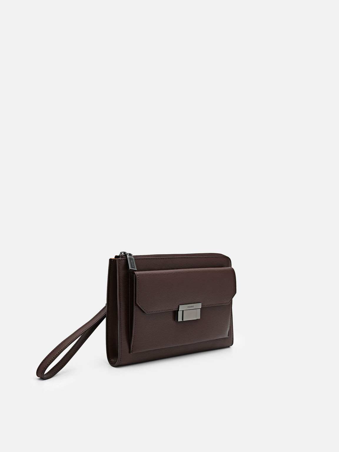Henry Leather Clutch Bag, Dark Brown