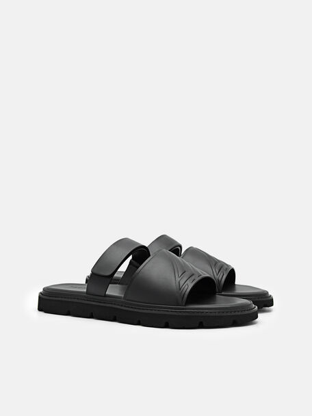 PEDRO Icon Leather Heel Sandals, Black