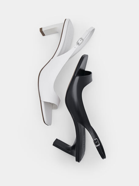 PEDRO Icon Leather Heel Sandals, Black