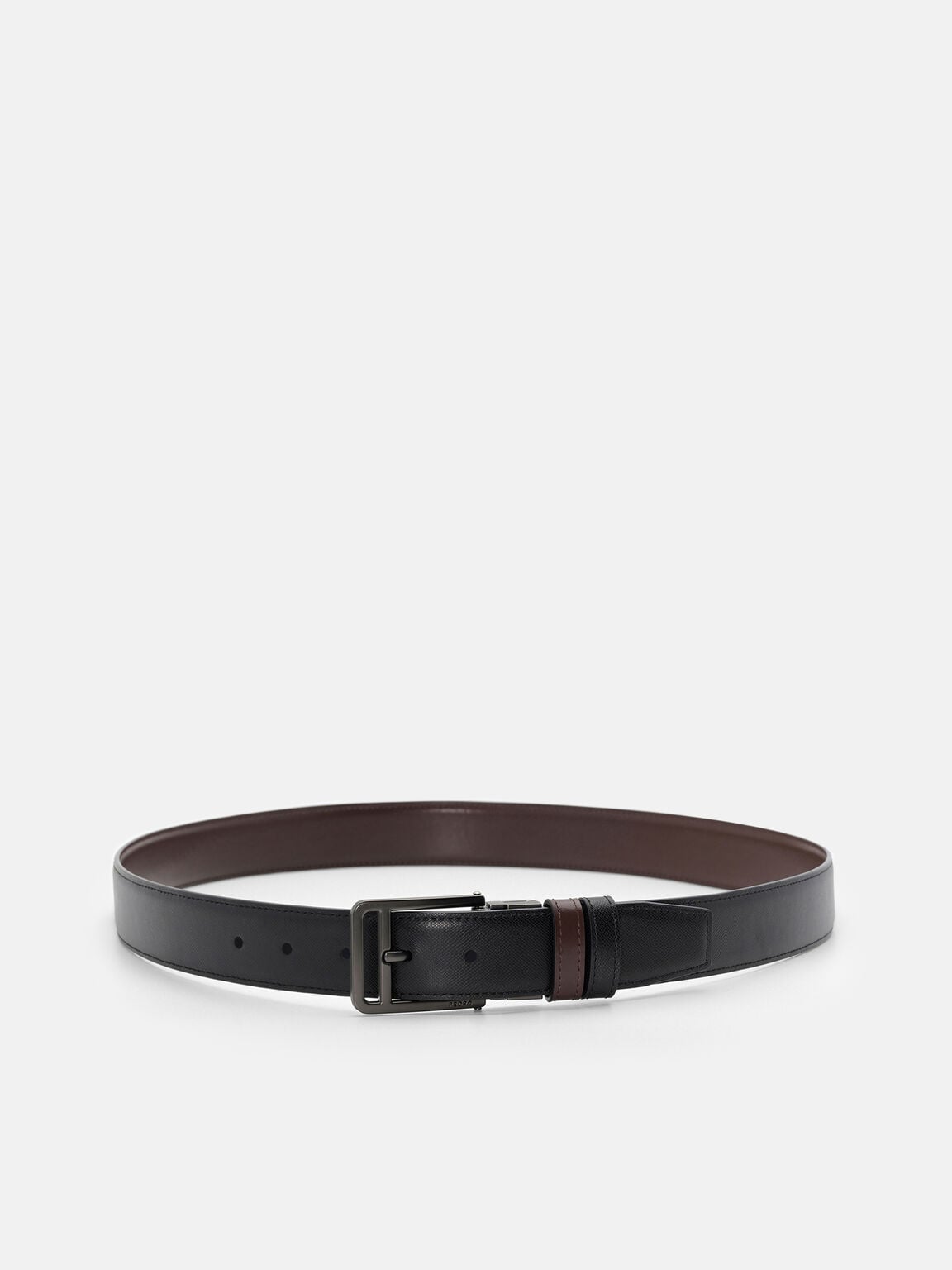 Saffiano Leather Reversible Pin Belt, 
