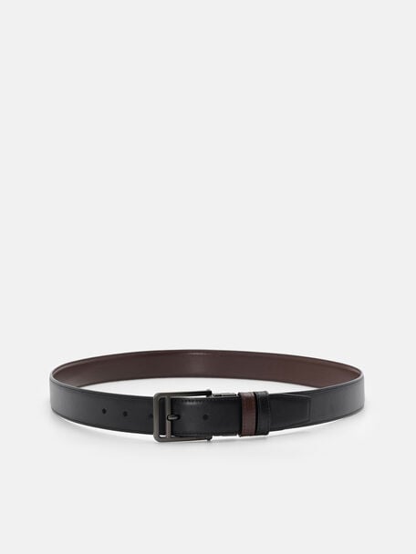 Saffiano Leather Reversible Pin Belt, 