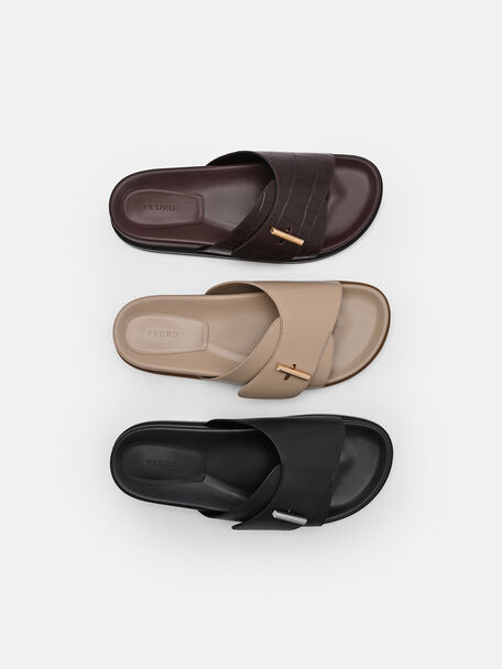 PEDRO Icon Leather Heel Sandals, Black