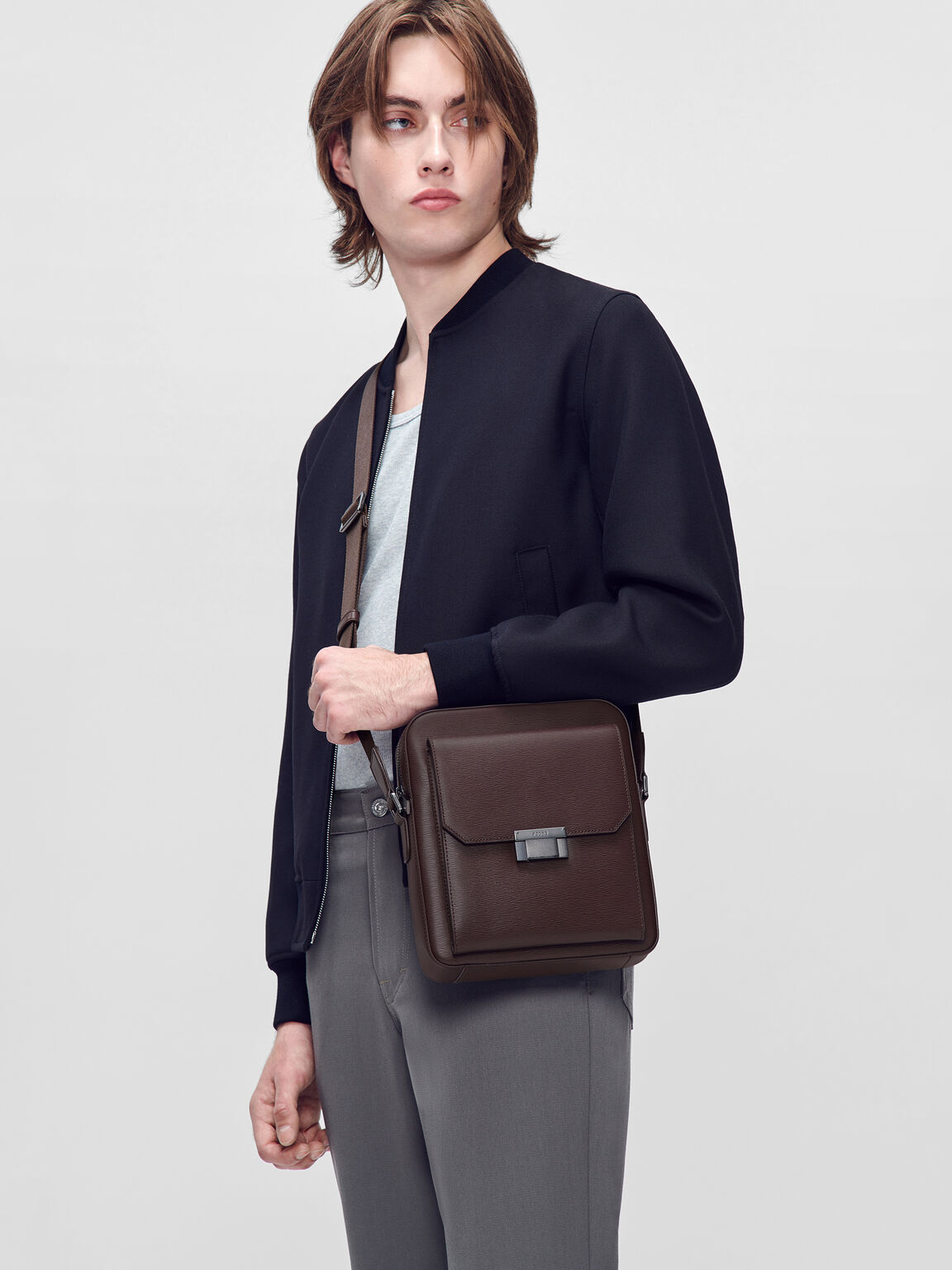 Henry Leather Sling Bag, Dark Brown