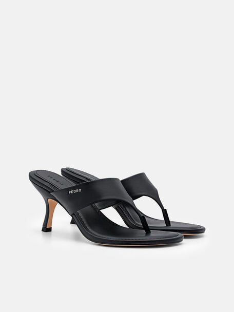 PEDRO Icon Leather Heel Sandals, Black