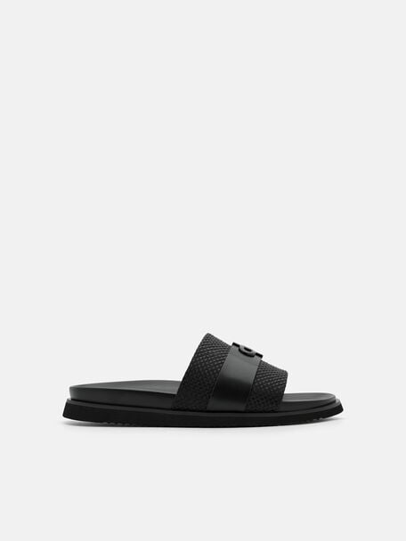Woven Slide Sandals, , hi-res