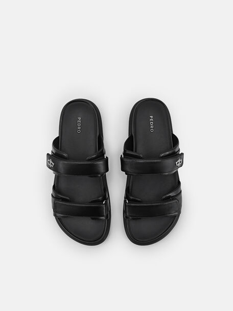 PEDRO Icon Leather Heel Sandals, Black