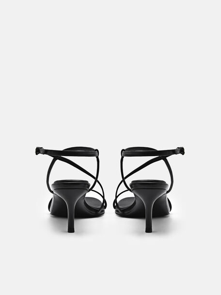 PEDRO Icon Leather Heel Sandals, Black