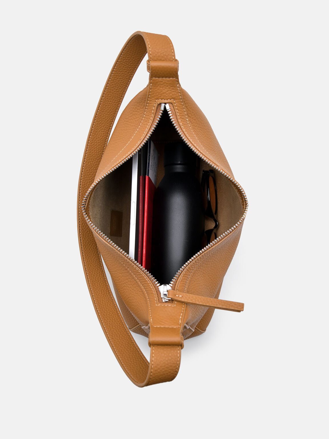 Demi Leather Shoulder Bag, Cognac