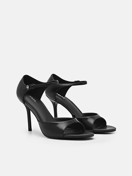 PEDRO Icon Leather Heel Sandals, Black
