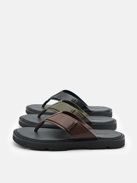 PEDRO Icon Leather Heel Sandals, Black