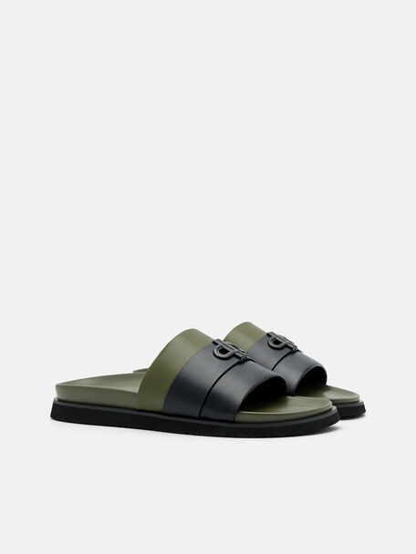 PEDRO Icon Leather Heel Sandals, Black