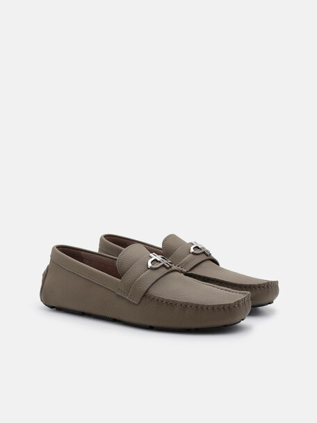 Sepatu Mengemudi Kulit Bertekstur Timbul, 