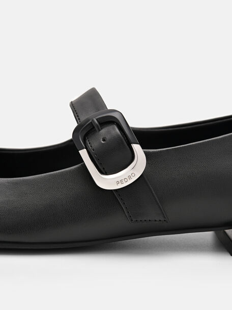 PEDRO Icon Leather Heel Sandals, Black